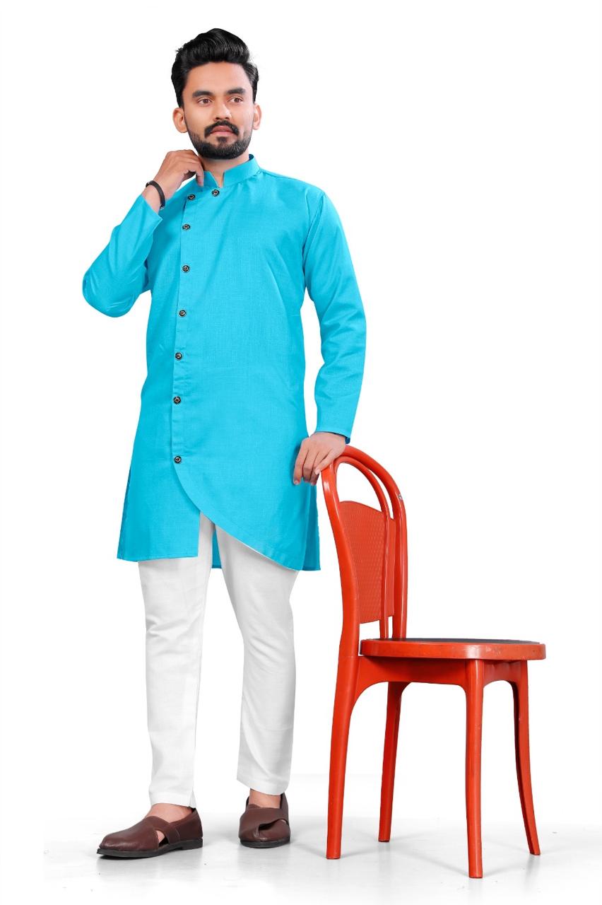 Men's Sky Blue Indo-western Kurta