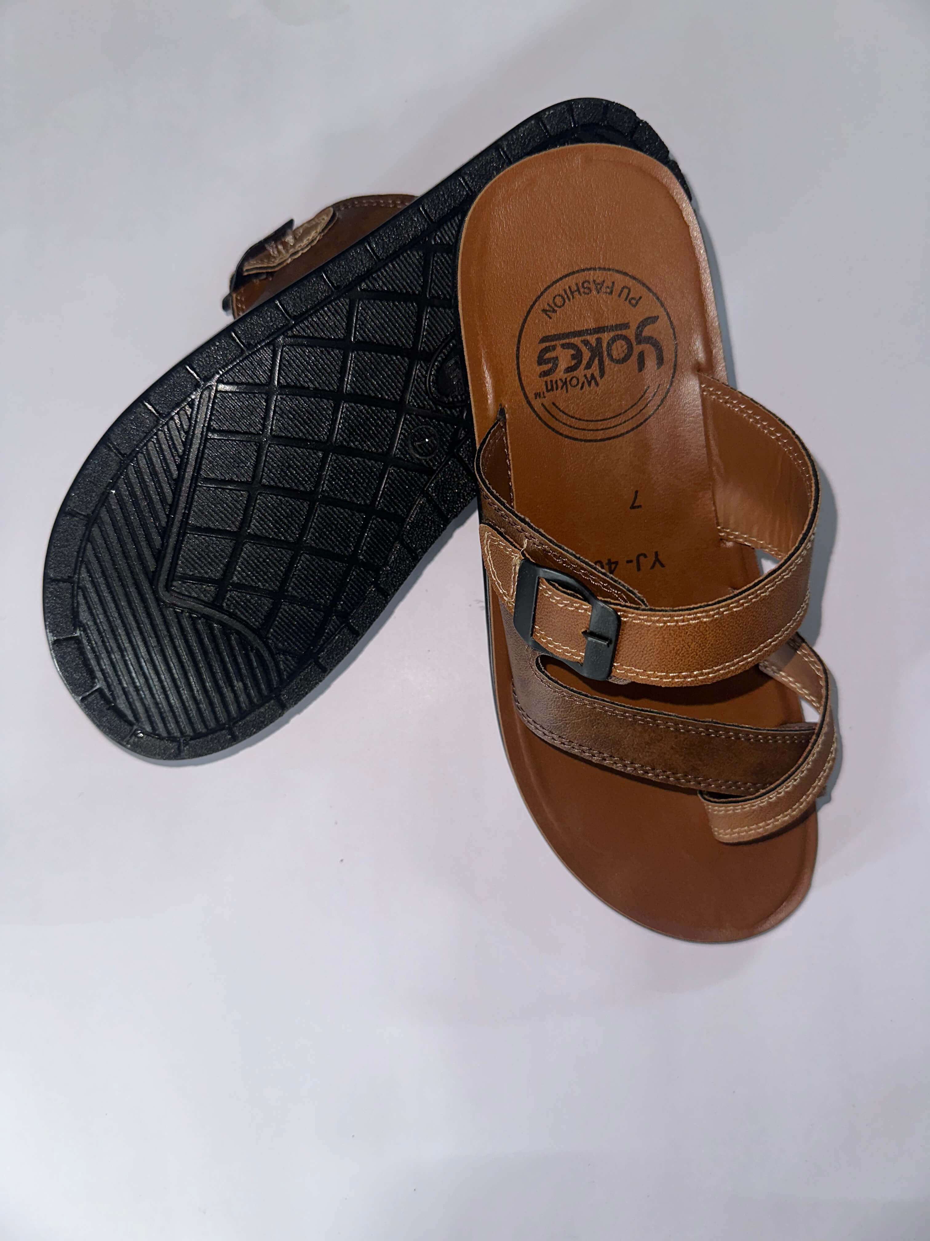Pu-Flip Flops tan/brn 4001 wokin yokes