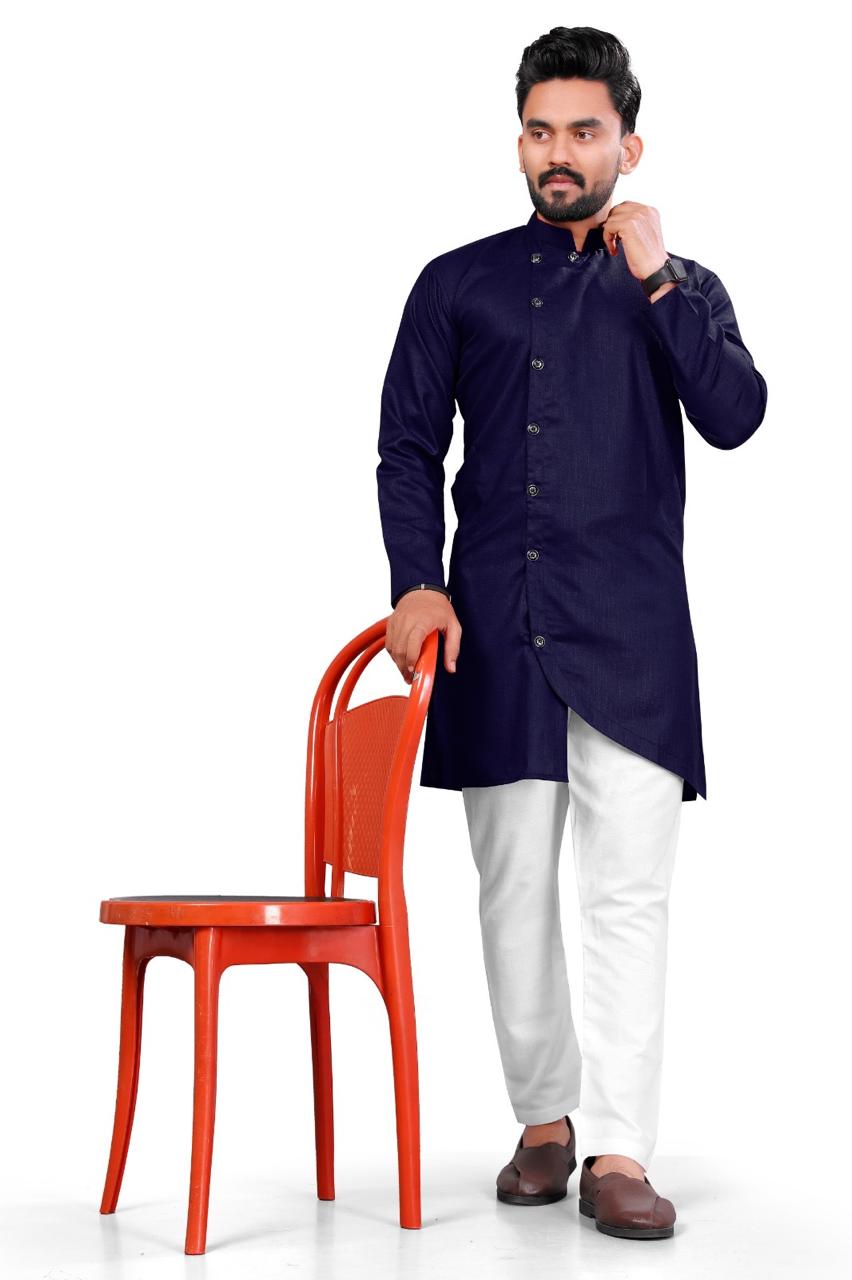 Men's Navy blue Indo-western Kurta