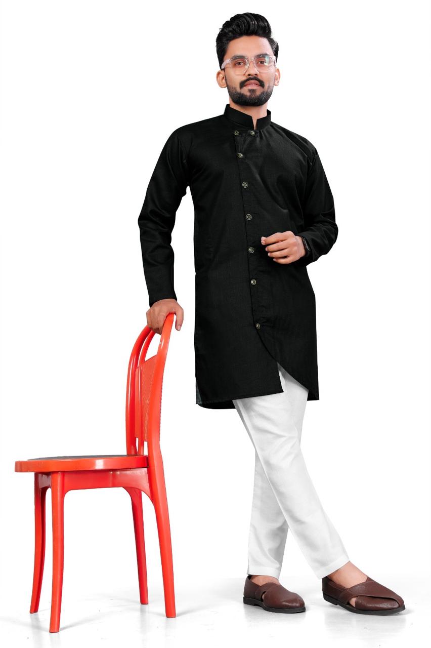 Men's Black Indo-western Kurta