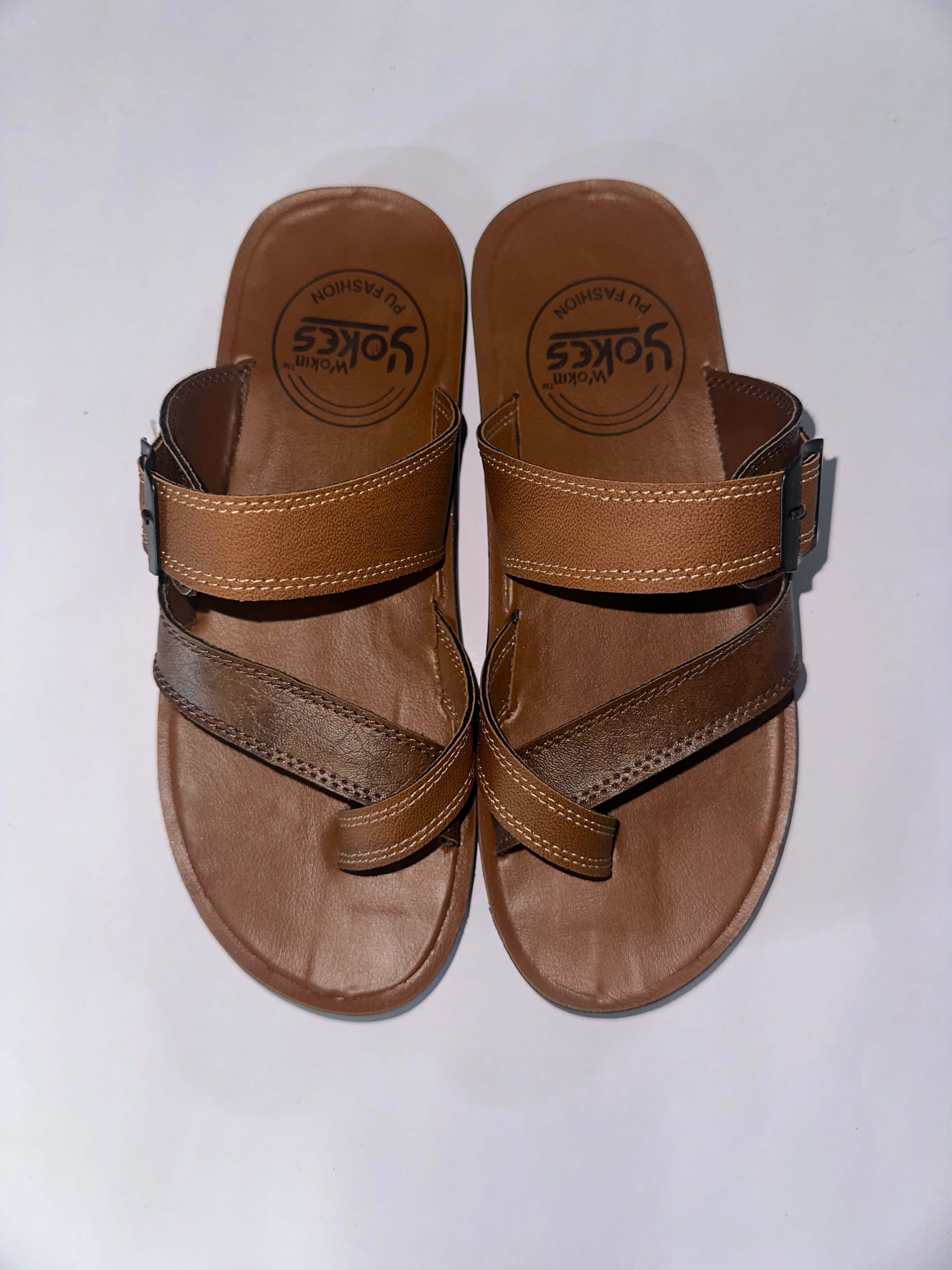 Pu-Flip Flops tan/brn 4001 wokin yokes