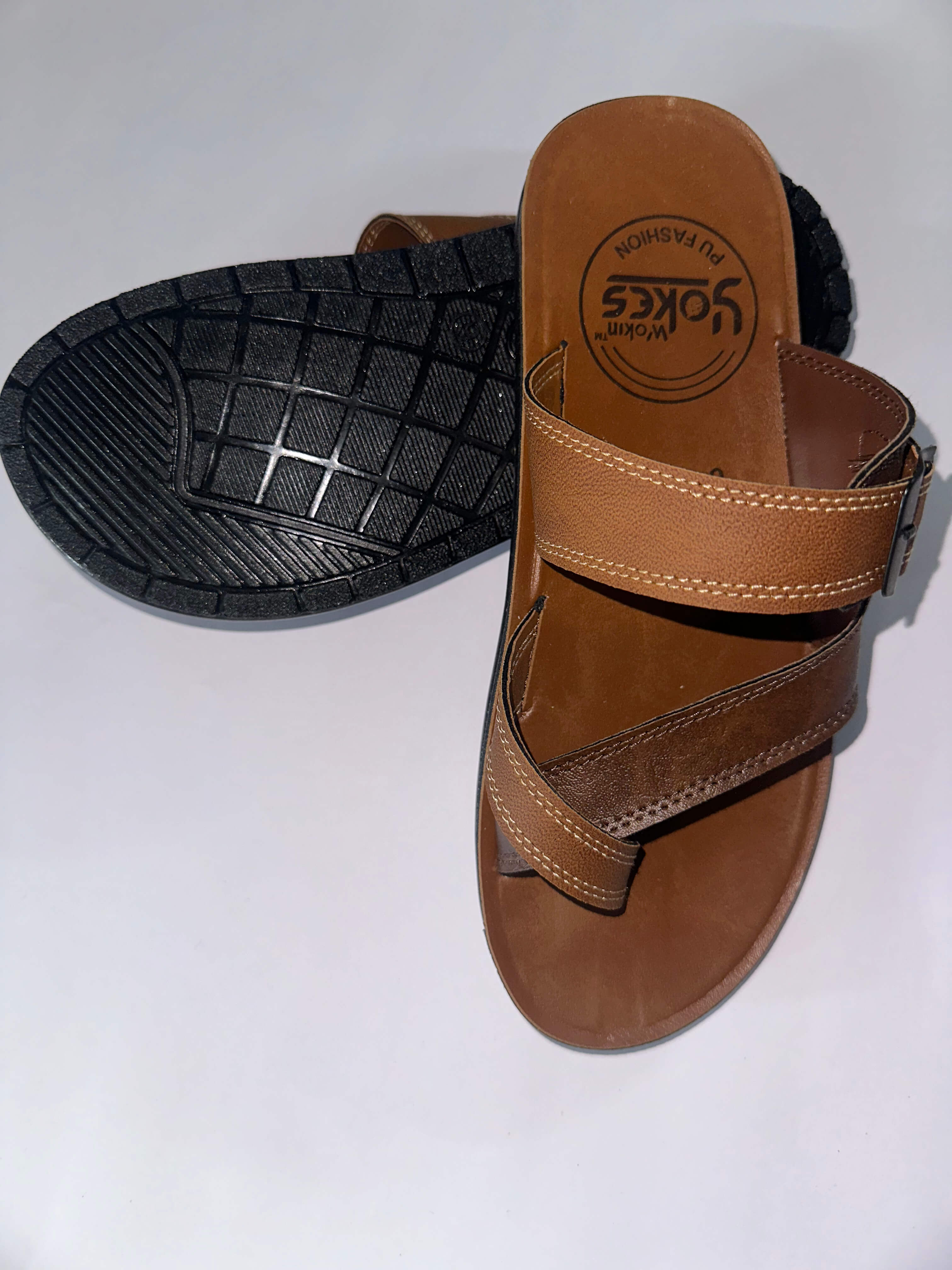 Pu-Flip Flops tan/brn 4001 wokin yokes