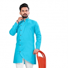 Men's Sky Blue Indo-western Kurta