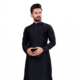Men’s Black Self Design Kurta