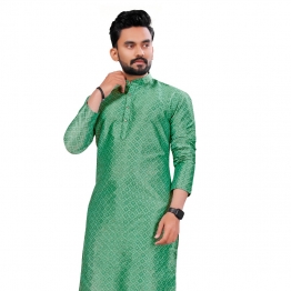 Men’s Bottle Green Self Design Kurta 