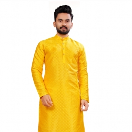 Men’s Yellow self design Kurta