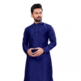 Men’s Royal Blue Self Design Kurta 