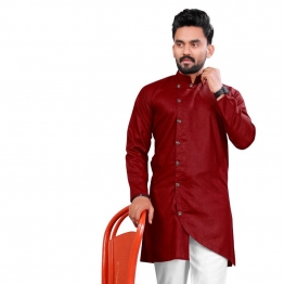 Men's Maroon Indo-western Kurta